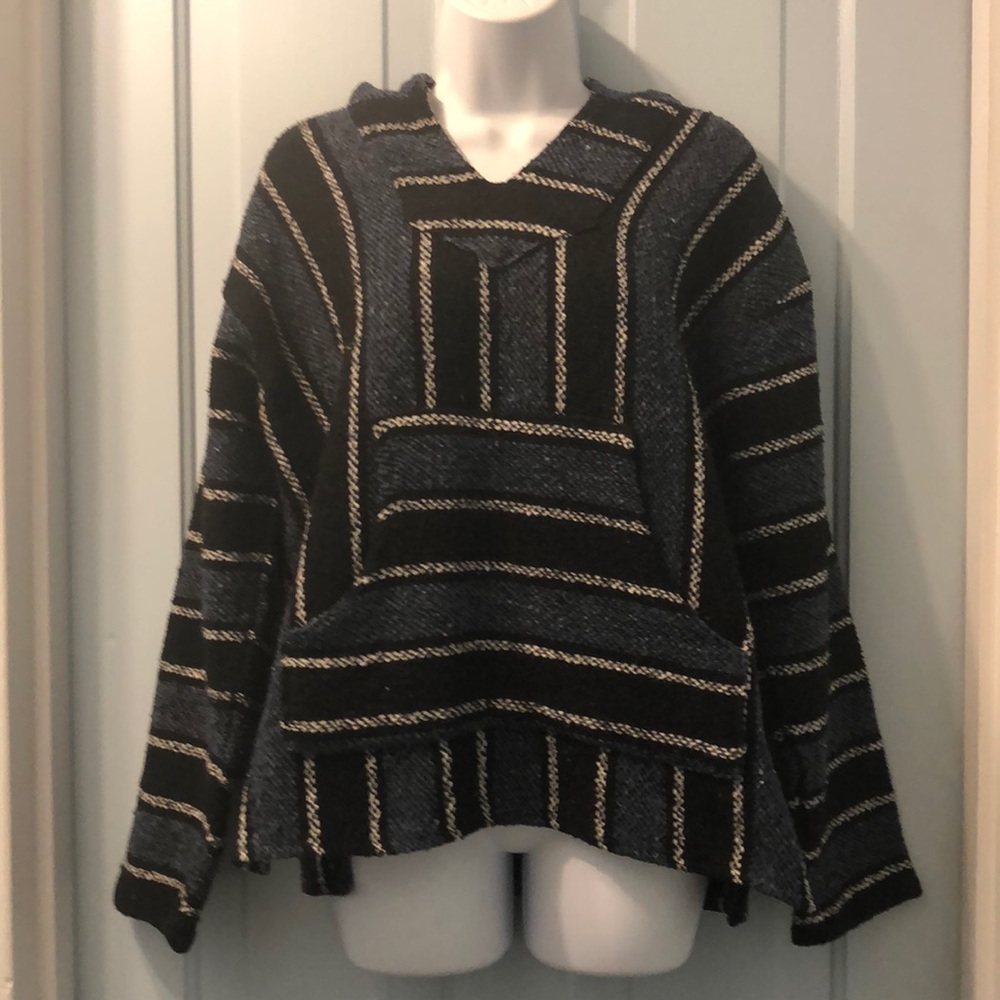 Poncho pullover Baja hoodie Sz Med Made in Mexico
